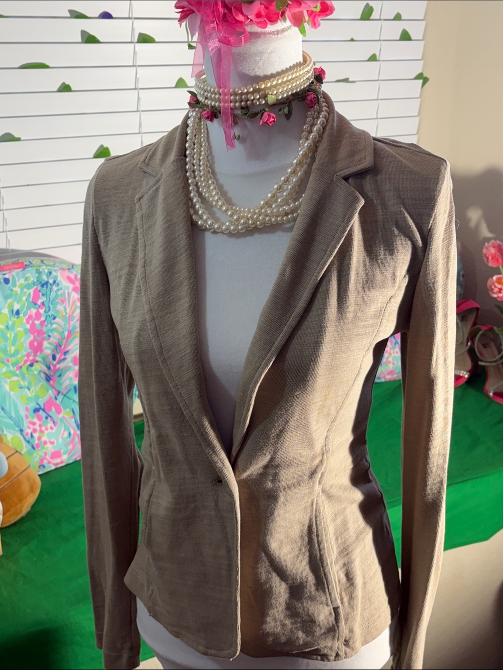 Caslon Taupe Fitted Blazer Jacket